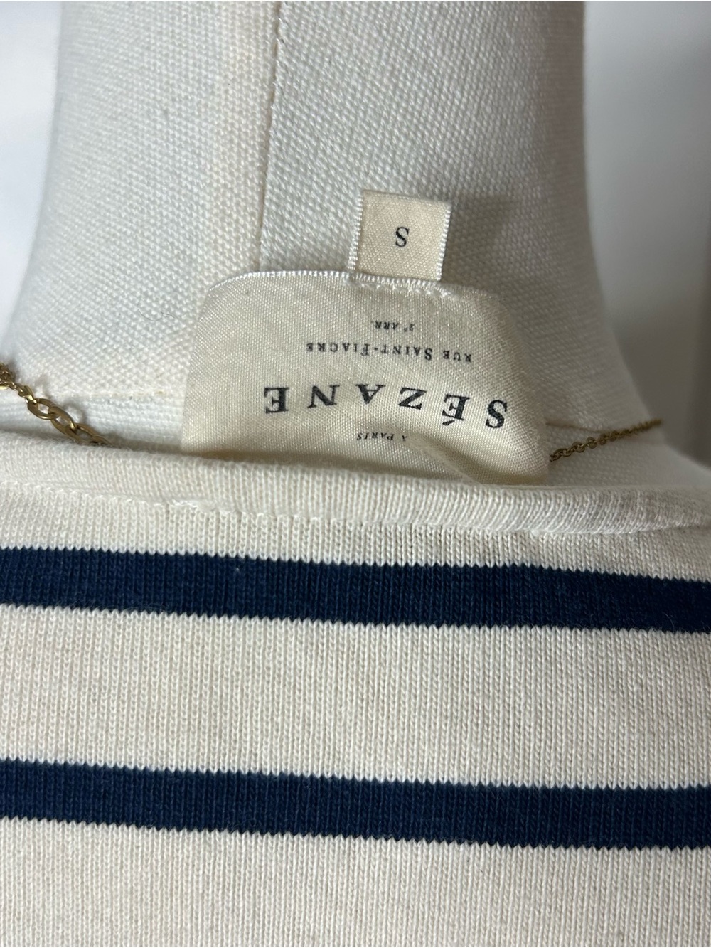(Size small) Sezane Colette Mariniere Ecru Navy Striped Top - Picture 9 of 10